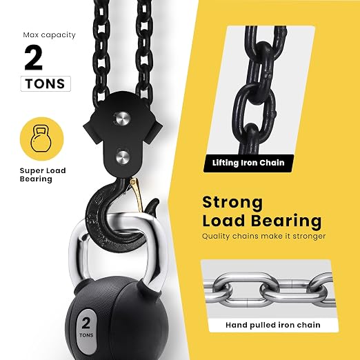 SPECSTAR Hand Chain Hoist 2 Ton 4400 Lbs Capacity 10 Feet - Image 3