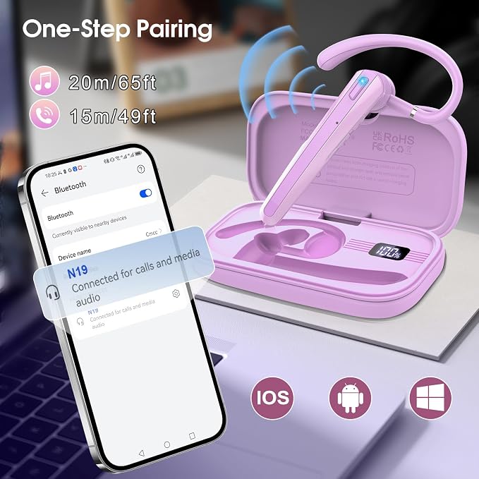 Bluetooth Headset V5.3, Wireless Earpiece - Image 4