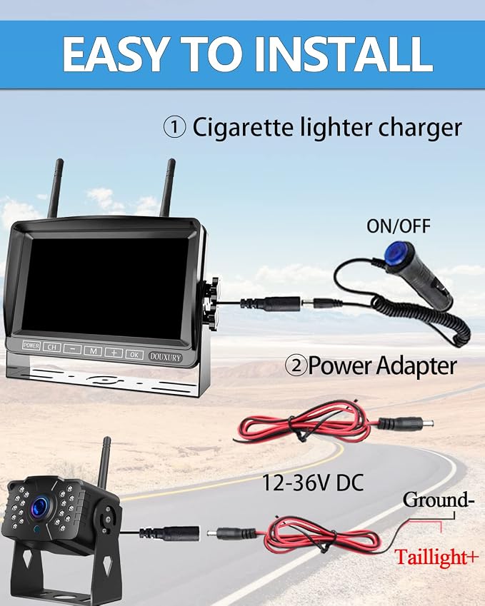 Wireless RV Backup Camera, DOUXURY IP69 Waterproof 170° Wide View Angle HD - Image 8