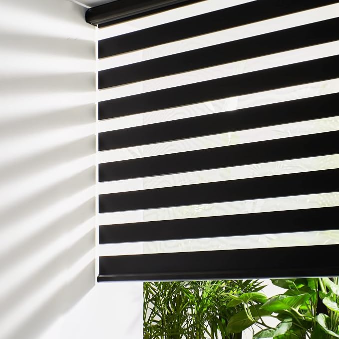 Persilux Cordless Zebra Blinds for Windows Free-Stop Windows Shades Dual Layer by PersiluxHome