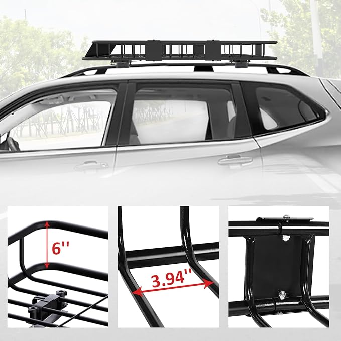 FORWODE 250LB Capacity Heavy Duty 64" x 39" x 6" Roof Rack Cargo Carrier Basket - Image 5
