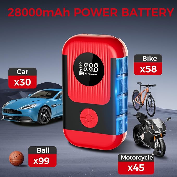 Tire Inflator Portable Air Compressor & Car Jump Starter, Cordless Air Pump - Image 3