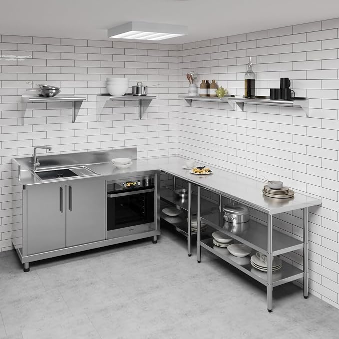 AmGood 8" X 36" Stainless Steel Wall Shelf | Metal Shelving | Garage, Utility - Image 2