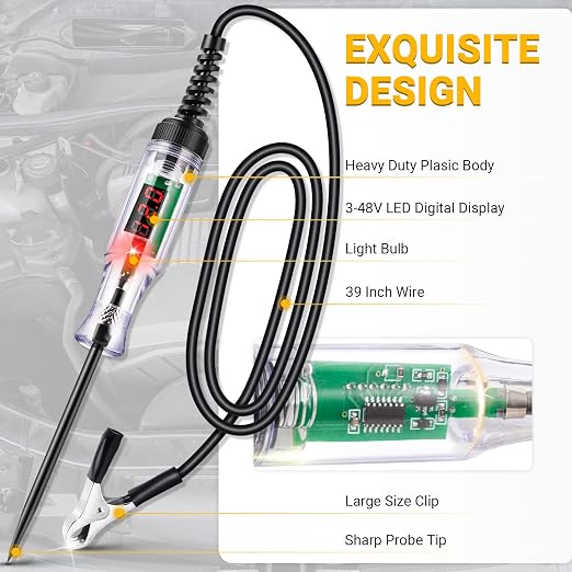 Test Light Automotive 3-48V Digital LED Circuit Tester, Auto Light Tester - Image 2