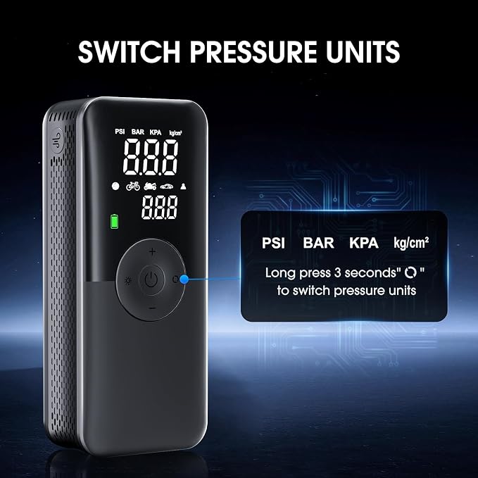 CARSUN Cordless Tire Inflator Portable Air Compressor, Car Tire Pump - Image 5