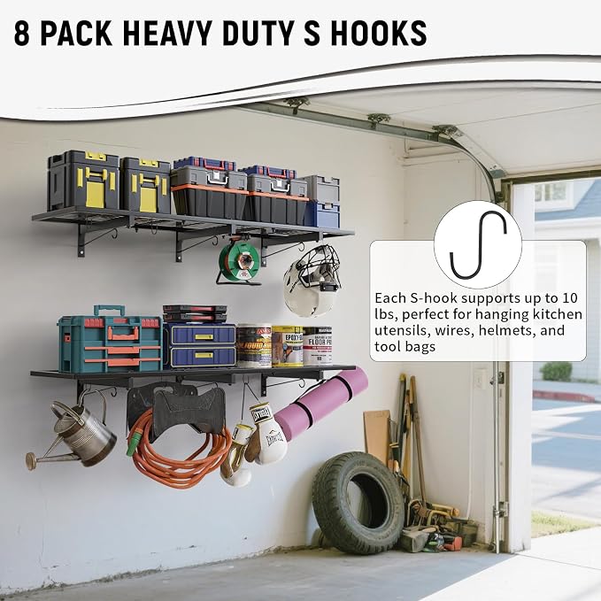 2 Pack Garage Wall Shelves, Heavy Duty Wall Shelf Organizer - Image 6