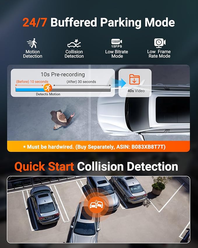 Vantrue N4S 3 Channel Front Inside Rear Dash Cam, 2.7K+1440P+1440P WiFi Dash - Image 6