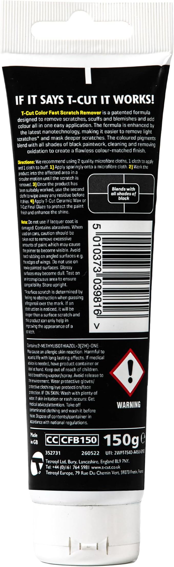 T-Cut Black Scratch Remover, Color Fast Car Wax Polish Color Enhancer, 5.3 Oz - Image 2