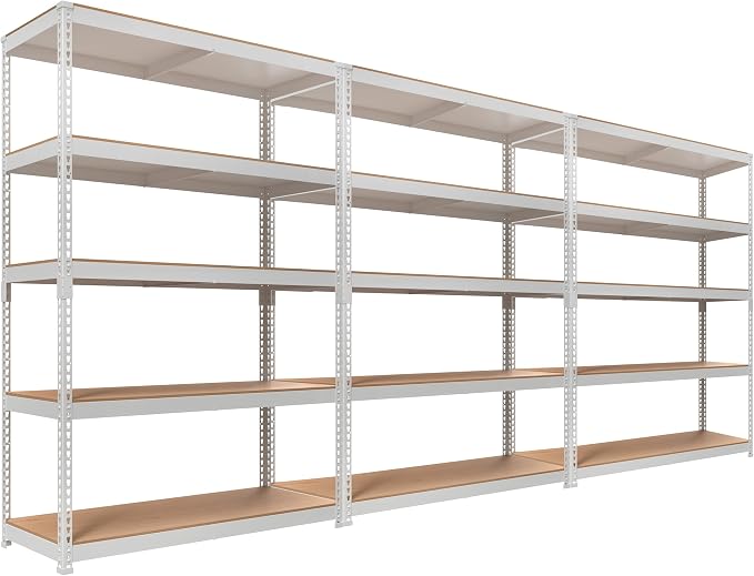 HOMEDANT White 5 Tier Laminated Boltless Heavy Duty Garage Storage Adjustable by TheBestOrganizingSolution