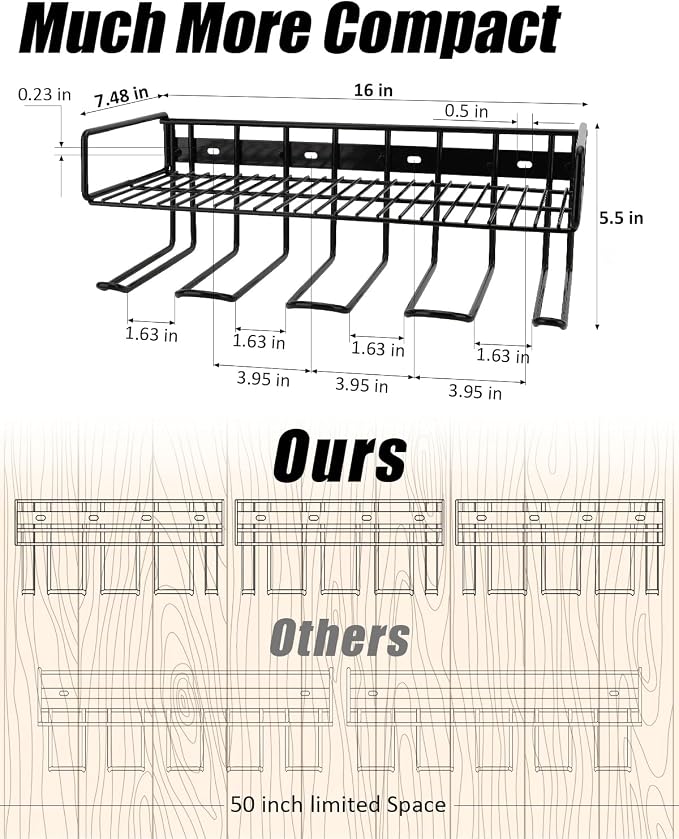 Heavy Duty Tool Organizer, 4 Wall Mount Anchors, 3.95" Between Slots, Sturdy - Image 4