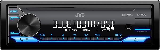 JVC KD-SX27BT Car Stereo with Bluetooth, 100W Digital Media Receiver, 1.5A USB by JVC