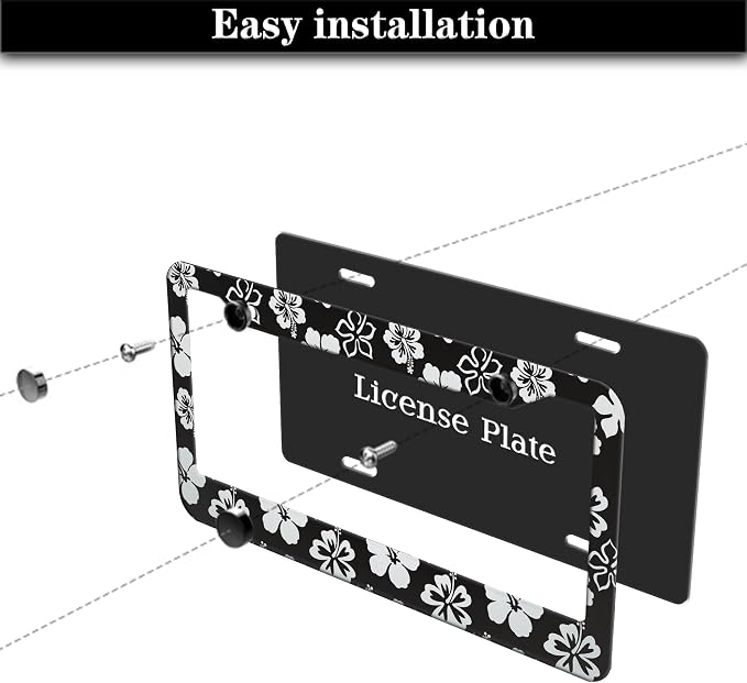 Automotive Exterior Accessories Black and White License Plate Frames Beautiful - Image 7