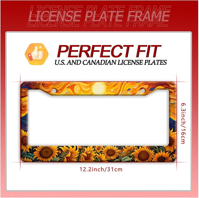 Sunflower Sun License Plate Frame Funny Yellow Flower License Plate Frames - Image 7