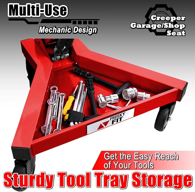 Mechanic Stool with Wheels, Hydraulic Adjustable Shop Stool on Wheels, Garage - Image 4