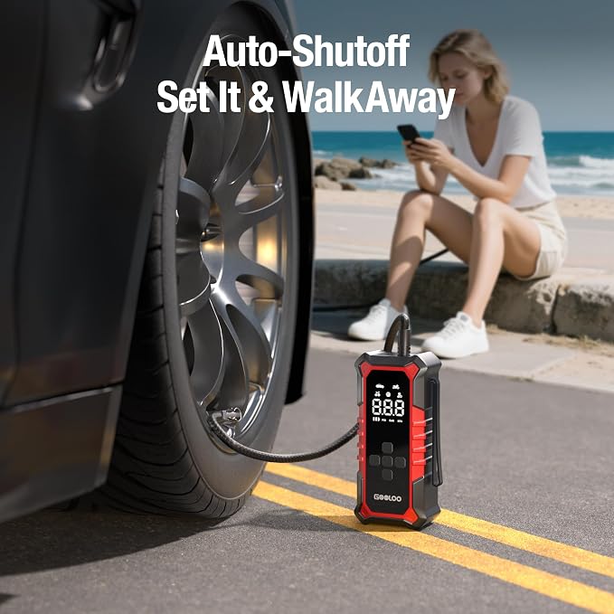 GOOLOO A6 Gear Tire Inflator Portable Air Compressor, 160 PSI Cordless Tire - Image 5