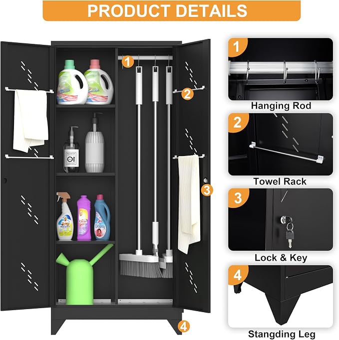 Metal Garage Storage Cabinet, Kitchen Pantry - Image 4