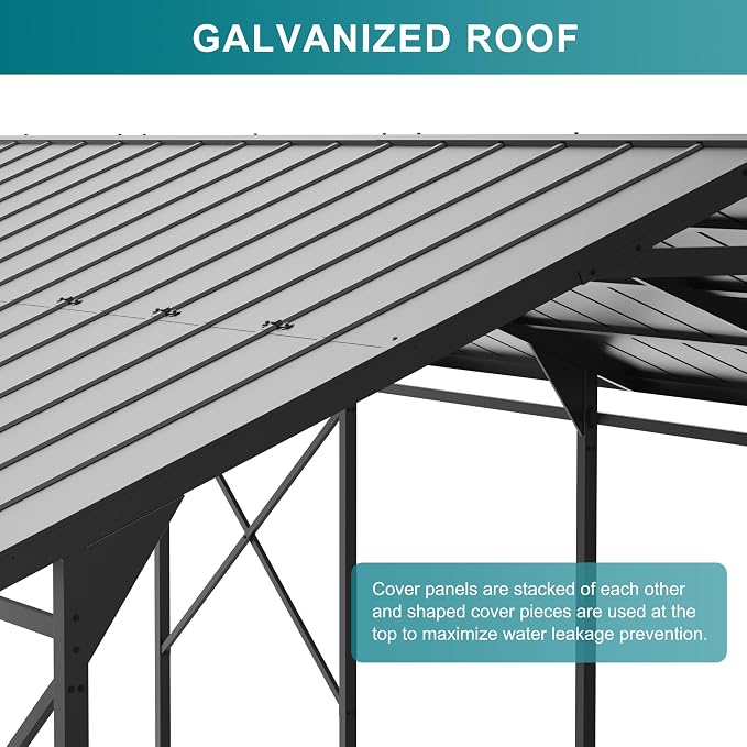 Kullavik 22x12x10 FT Metal Carport, Heavy Duty Carport Canopy - Image 3