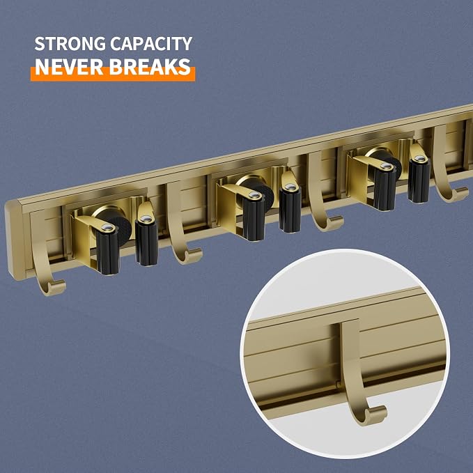 Broom Holder Wall Mount Mop and Broom Hanger Wall Mounted Garage Storage Rack - Image 2