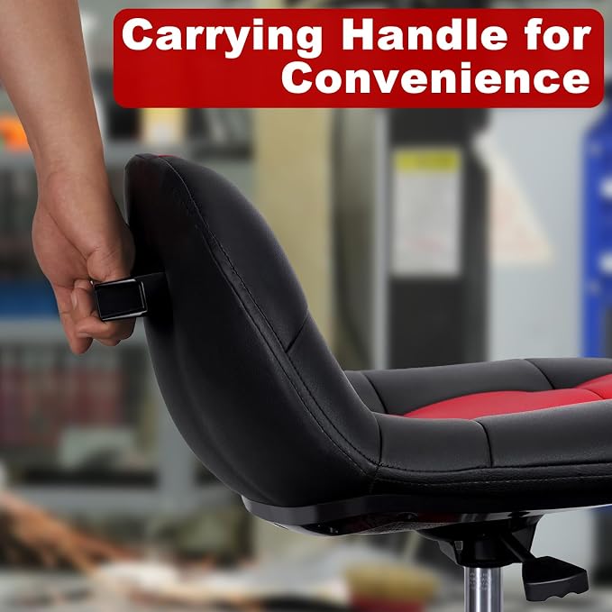 Rolling Shop Stool with Wheels, Adjustable Garage Mechanic Stool Seat Shop - Image 6