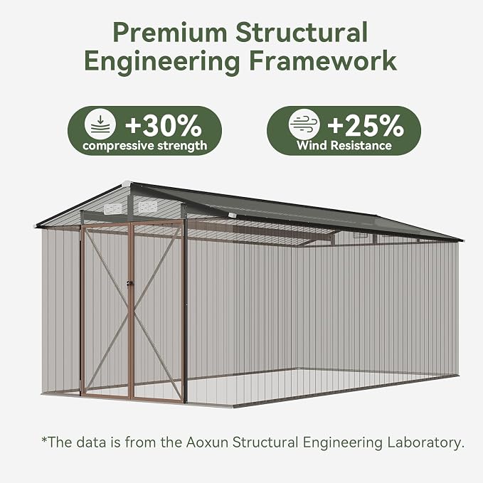 Aoxun 8x12 FT Outdoor Storage Shed Large Shed Steel Utility Tool Shed Storage - Image 4