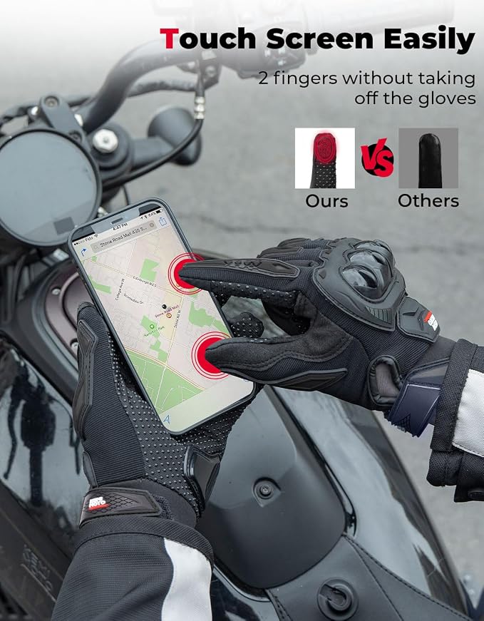 KEMIMOTO Motorcycle Gloves for Men/Women, Touchscreen Dirt Bike Gloves - Image 5