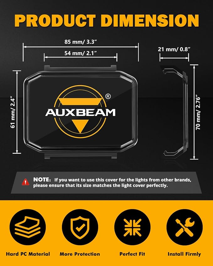 Auxbeam 4 Inch LED Pod Covers, Square Off Road Light Protective Covers - Image 6