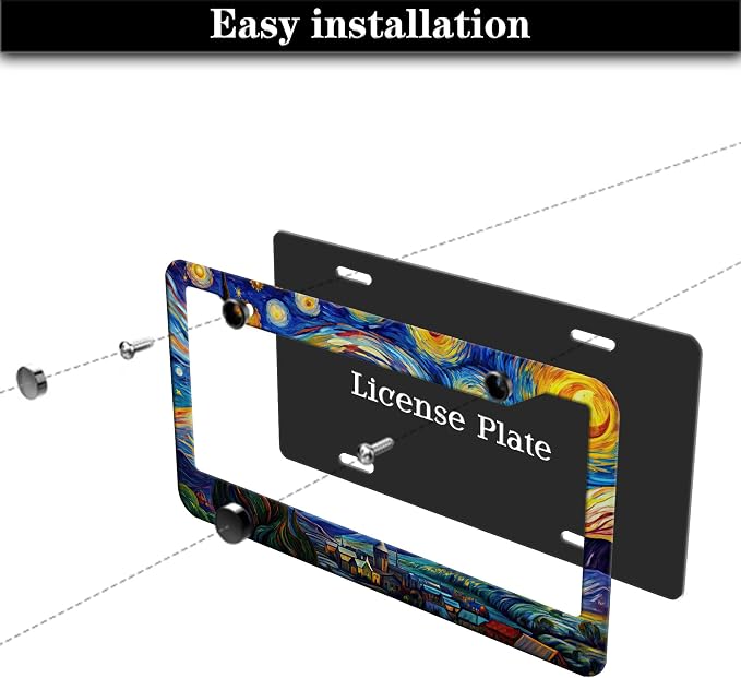 License Plate Frame Multicolor License Plate Holder The Starry Night Universal - Image 7