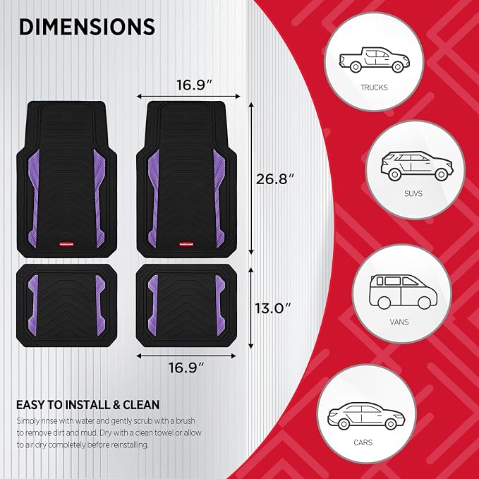 Rubbermaid Car Floor Mat, Heavy Duty All-Weather Car Mats Full Set - Image 8