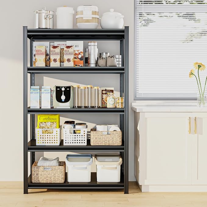 5 Tier Metal Shelving Unit, Heavy Duty Garage Shelves by SYLOUGH