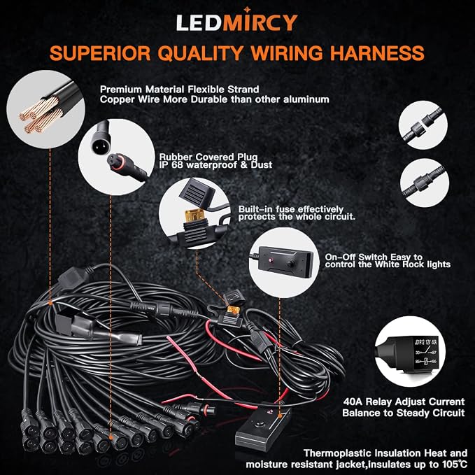 White Rock Lights, LEDMIRCY R3 Pure White LED Rock Lights Kit 16PCS - Image 5