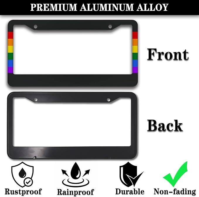 License Plate Frames Rainbow Automotive Exterior Accessories Gay Rainbow Strip - Image 3