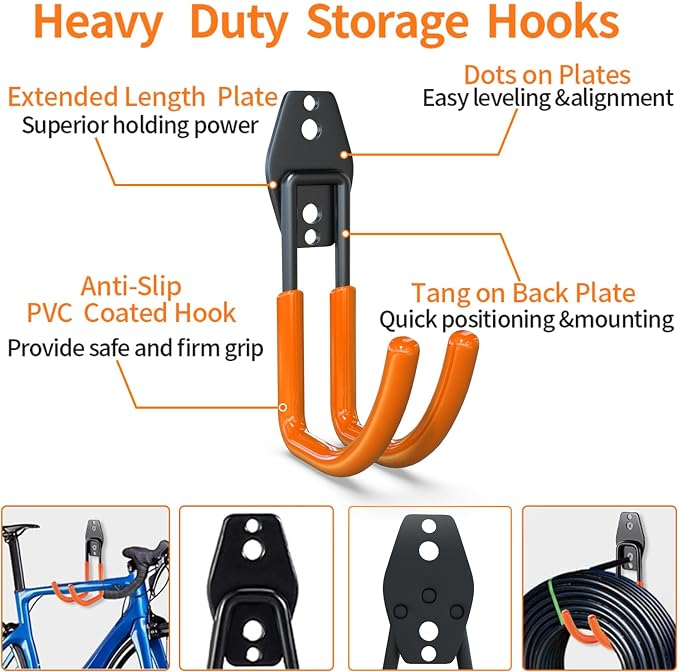 3-H Garden Hose Holder Wall Mount 4 Pack, Solid Steel Hose Hanger, Water Hose - Image 3