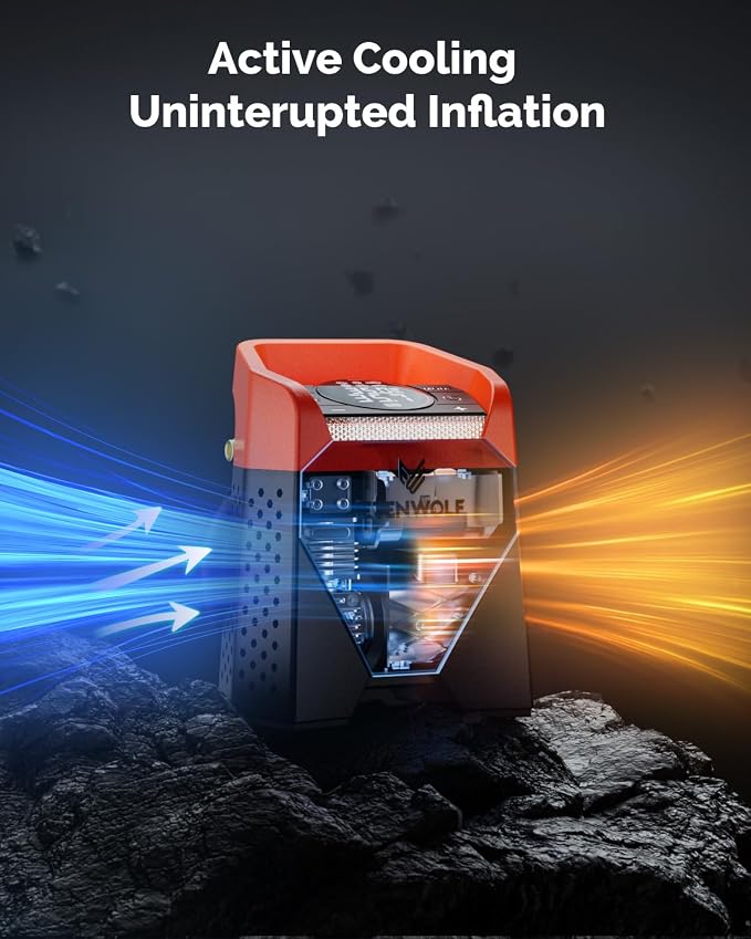 ETENWOLF Zephyr S5 Heavy-Duty Tire Inflator Portable Air Compressor, 160PSI - Image 5