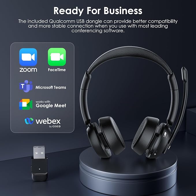 Wireless Headset with ANC & ENC, Wireless Headphones with Flip-to-Mute - Image 6