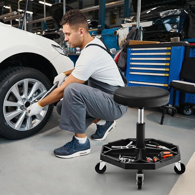 IRONMAX Rolling Mechanic Stool, Adjustable Shop Stool Creeper Seat - Image 8