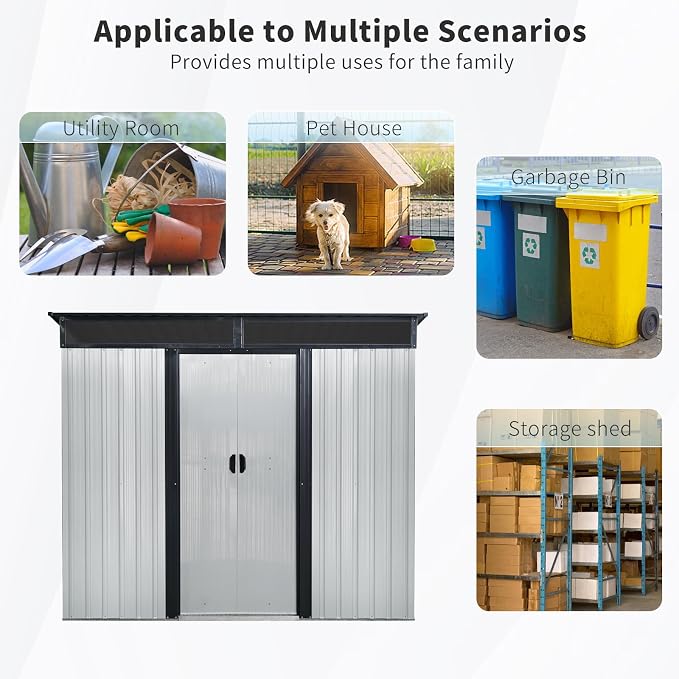 8x6 FT Outdoor Storage Shed, Metal Shed - Image 6