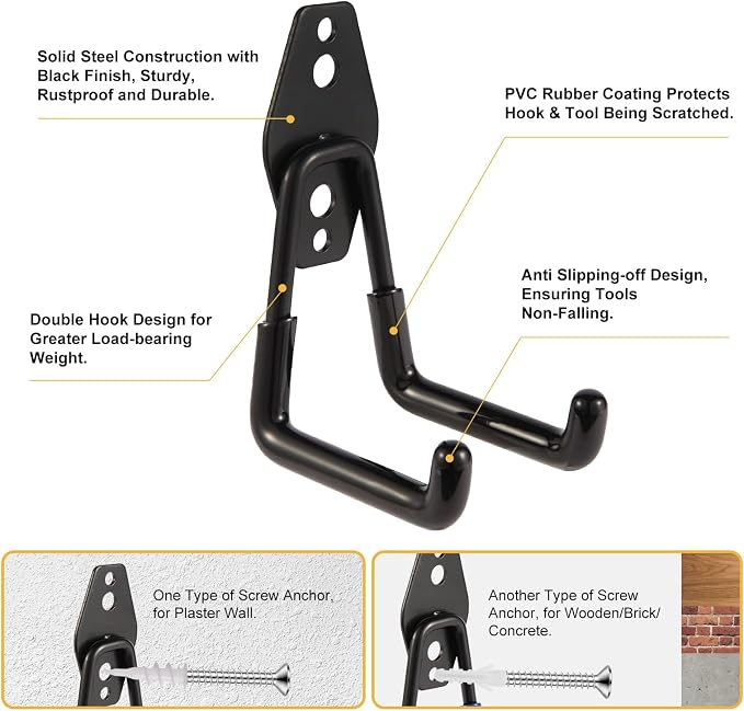 Garage Hook Heavy Duty Wall Storage Hangers, 32 Pack Garage Storage Hooks Steel - Image 4
