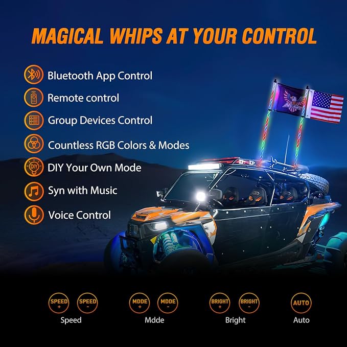 Nilight 2PCS 3FT RGB LED Whip Light - Image 2