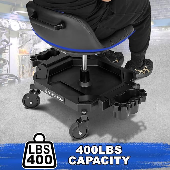 Rolling Stool with Wheels, Adjustable Height Pneumatic Garage Work Mechanic - Image 7