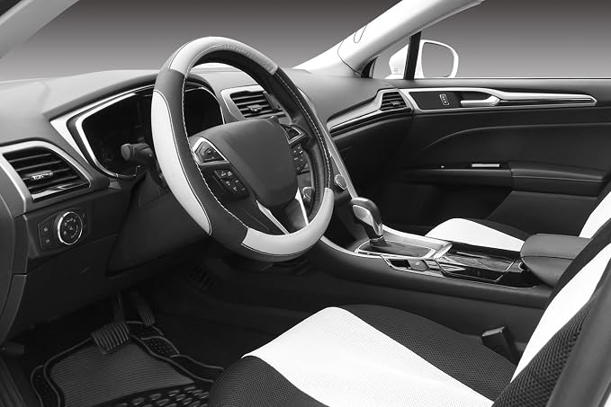 SEG Direct Black and Gray Microfiber Auto Car Steering Wheel Cover Universal 15 - Image 4