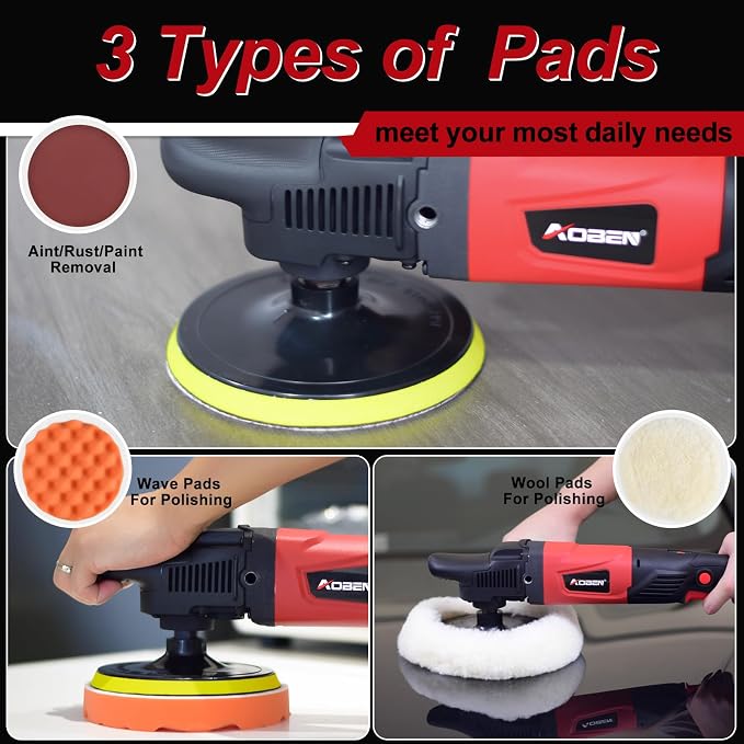 AOBEN Rotary Buffer Polisher, 1200W 6-inch/ 7-inch Car Buffer, Car Polisher - Image 5