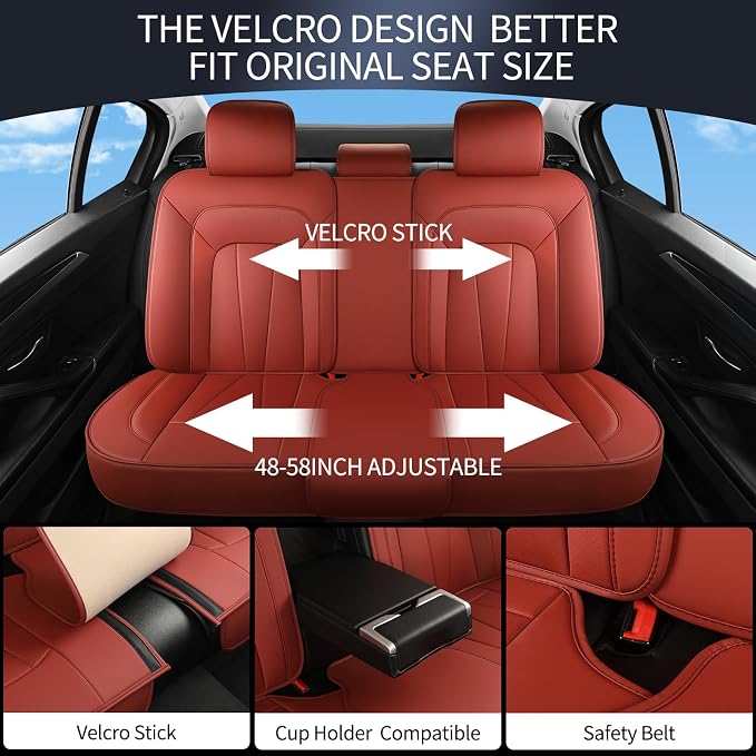 Car Seat Covers Full Set, Leather Automotive Seat Covers, Breathable Waterproof - Image 4