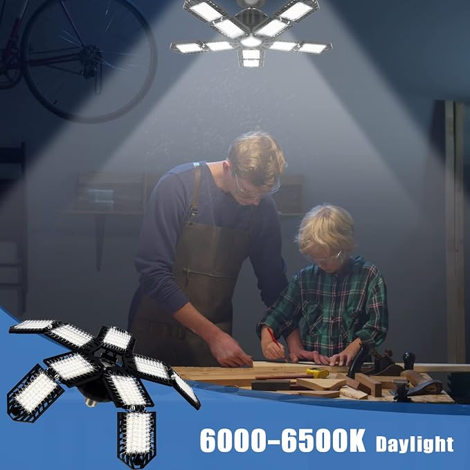 LED Garage Lights Bulb 10+1 Panels 2 Pack -200W, 20000LM 6500K Led Shop Light - Image 7