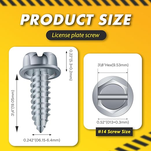 【Upgraded】 100 Pcs License Plate Mounting Screws - Image 3