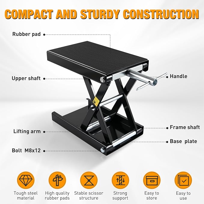 Nilight Motorcycle Lift Jack 1100 LBS Motorcycle Scissor Jack Stand Lift - Image 4