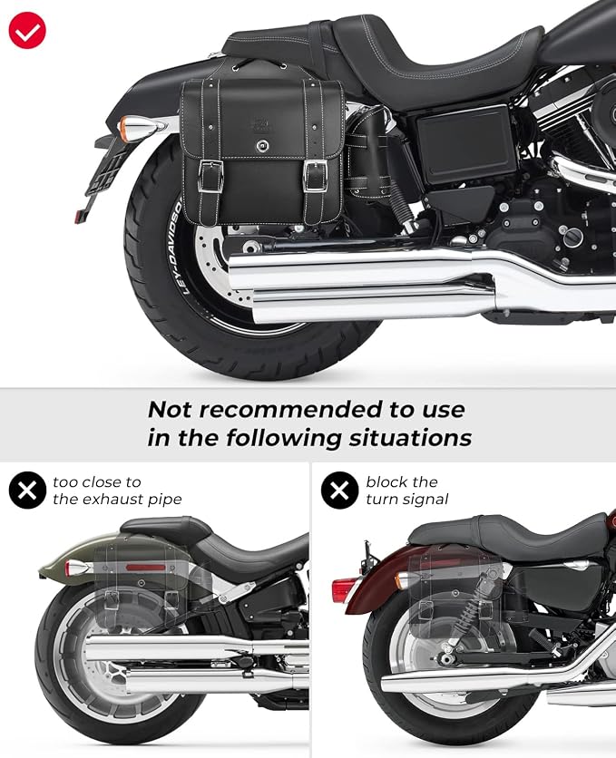 KEMIMOTO Motorcycle Saddlebags Throw Over Saddle bags 20L Faux Leather Side - Image 4