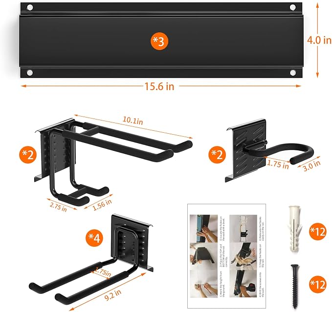 Garage Tool Organizer Wall Mount 11 PCS Garden Tool Organizer Adjustable Garage - Image 8