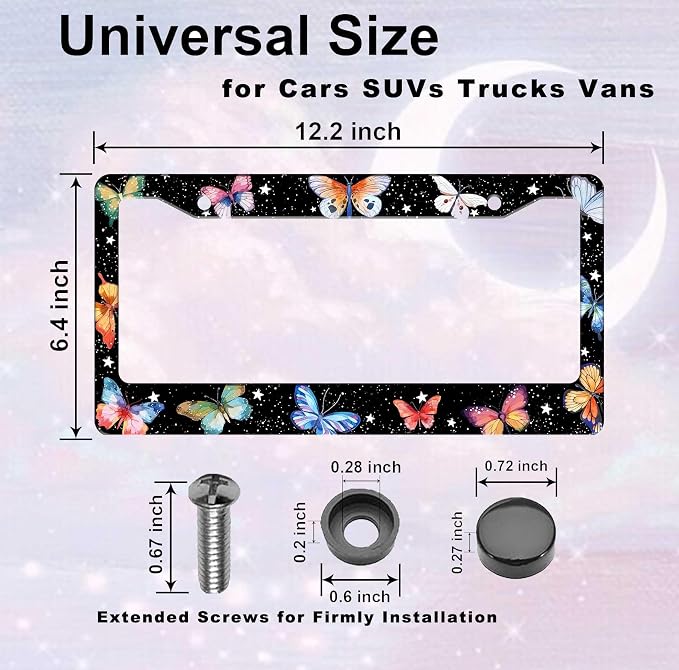 Butterfly License Plate Frame Animal Print License Plate Holder Bracket Metal - Image 4