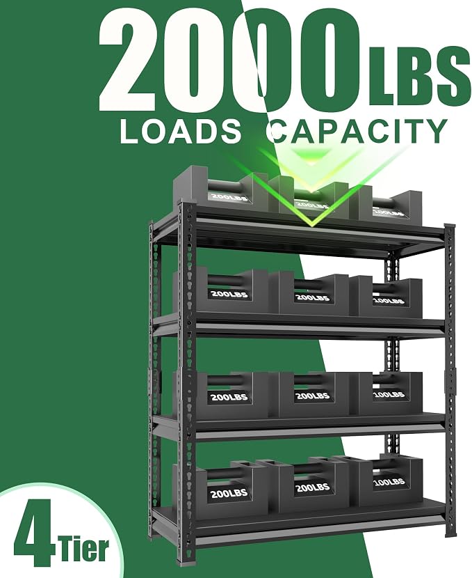 48" W Garage Shelving Heavy Duty，2000LBS Loads Adjustable Garage Storage Shelves - Image 7