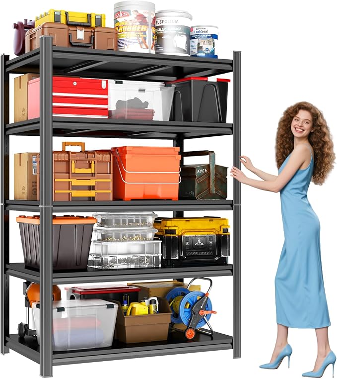 Garage Shelving 3500LBS Metal Storage Shelves 5-Tier Adjustable Garage Storage by PRESTELION